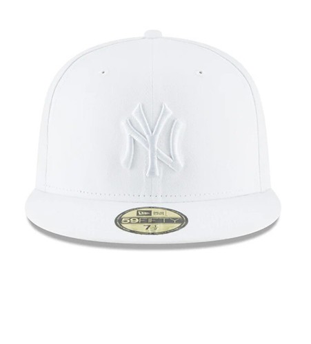 New York Yankees MLB Authentic New Era 59FIFTY Fitted Cap HAT 5950 ALL WHITE NEW - Picture 2 of 7