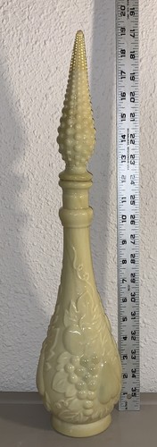 Vintage Rare Milk Glass Pressed Fruit Empoli Decanter Bottle MCM - Picture 6 of 8