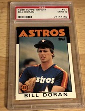 1986 Topps Tiffany Bill Doran Baseball Card #57 Astros Graded PSA 9