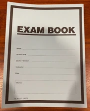 BookFactory Exam Blue Book Ruled Format - 8.5" x 11" - 16 Numbered Page