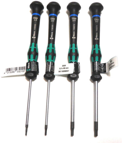 Controladores Wera Hex-Plus Hex/Allen endurecidos anti-redondeo - 1,5 mm 2,5 mm 3 mm
