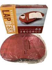 Executive Lap Desk w/Storage Compartments & Natural Wood Finish Leather Handle💻