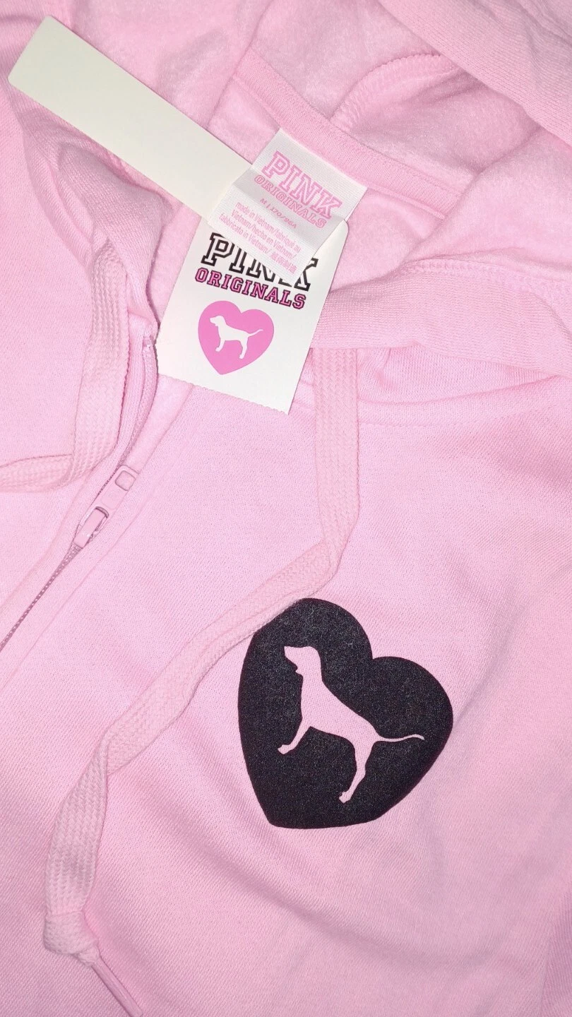 UNDERCOVER Felpa con cappuccio full zip VS rosa originale nuova media rosa logo cuore