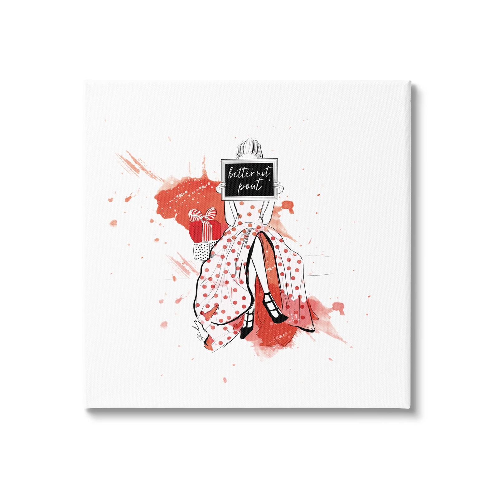 Better Not Pout Holiday Fashion Canvas Wall Art, Design by Alison Petrie