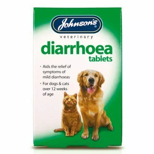 johnsons 12 diarrhoea tablets - symptoms relief tablets for dogs cats image 1