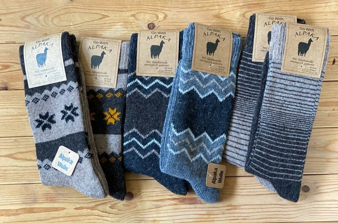 Alpaca Thermal Wool Socks for Women and Men - 1 PAIR - Thick Knitted
