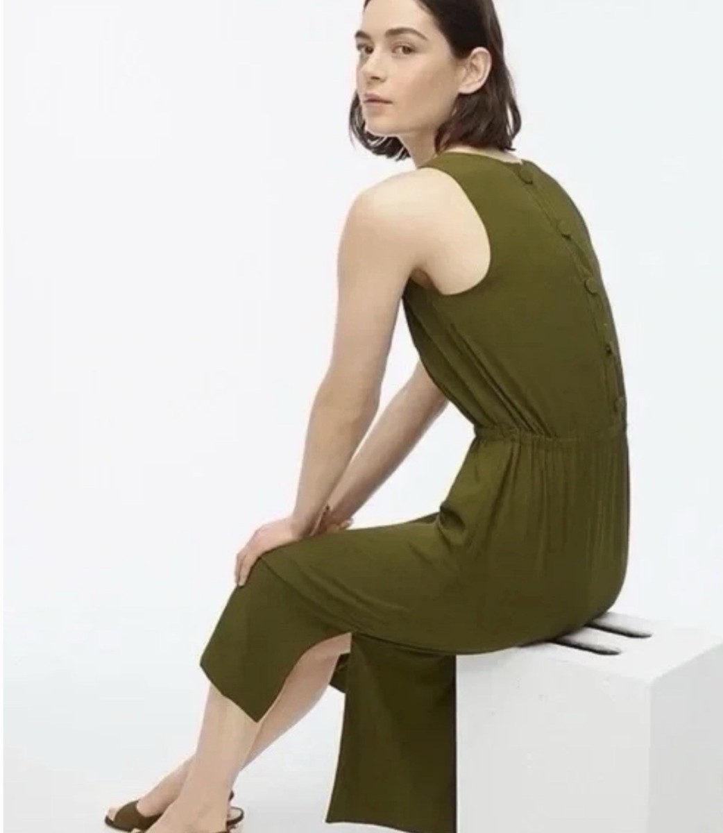 NWT J. CREW Button Back Midi Dress Olive Green Sleeveless Side Zip Lined  Size 4 | eBay