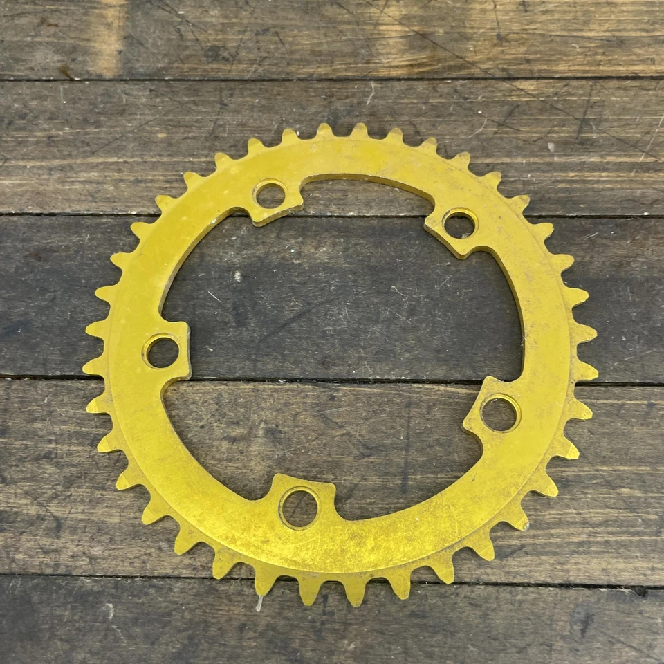 Plato Sugino BMX 38T de colección dorado 110 BCD NUEVO EN STOCK Japón Old School Cruiser Foto 4 de 4