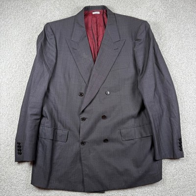 Brioni Blazer Men 46 Charcoal Grey Pinstripe Double Breasted Italy
