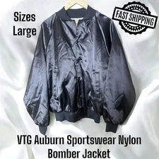 VTG Auburn Sportswear Men Nylon Bomber Jacket Large Made in USA FAST SHIPPING!