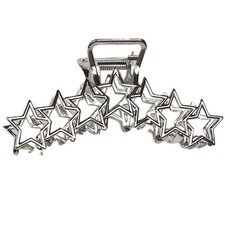 Silver Star Claws Large Metal Hair Claw Clips - Personality Nonslip Silver Ja...