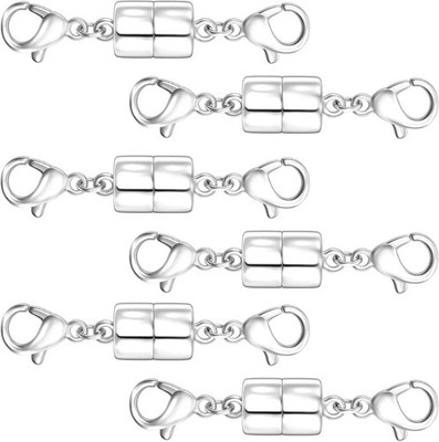 OHINGLT Magnetic Necklace Clasps and Closures with Double 6pcs Silver 