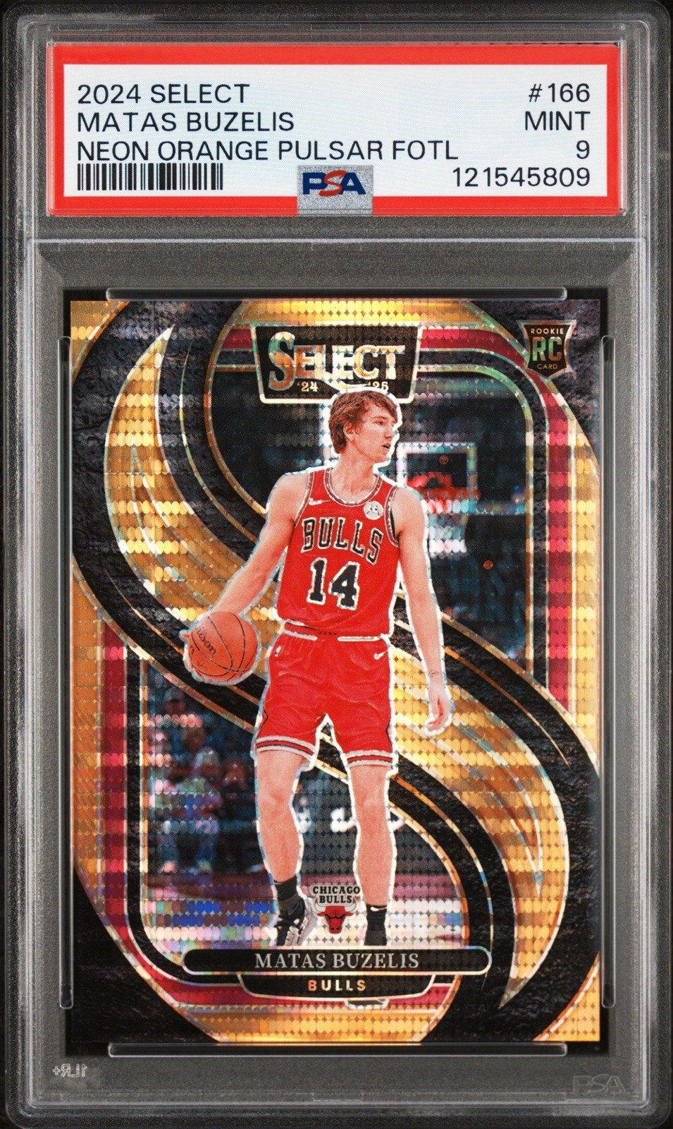 2024-25 Panini Select Matas Buzelis #166 RC Rookie Orange Pulsar 14/18 PSA 9