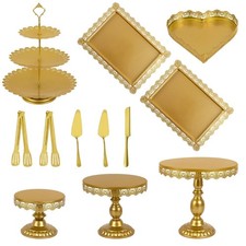 12 Set of Gold Cake Stand, Metal Gold Cupcake Stand and Bases para Postres de...