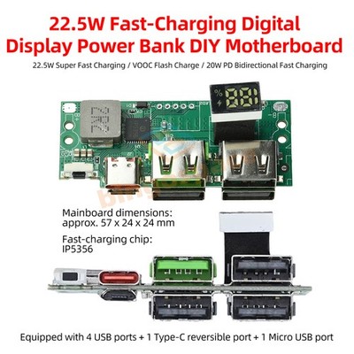PD QC Full Protocol Digital Display Fast Charging Module IP5356 Power Bank Board