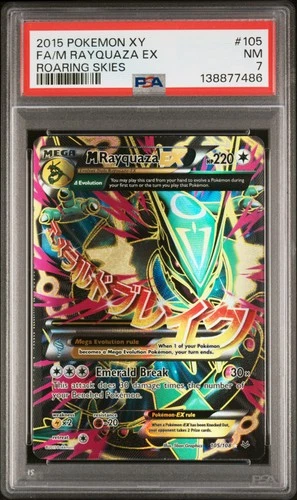 2015 POKEMON XY ROARING SKIES #105 FULL ART/M RAYQUAZA EX PSA 7