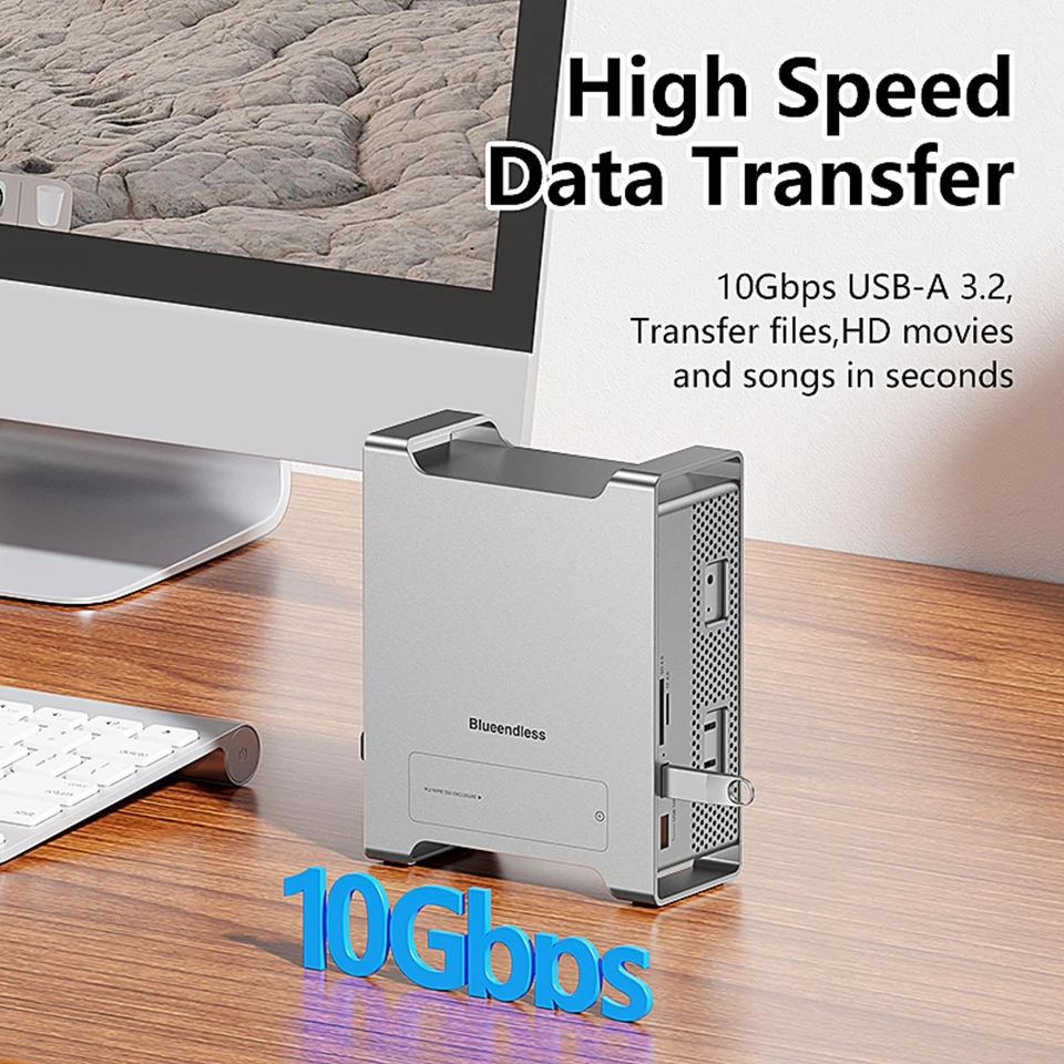 Stand USB C Hub M.2 NVMe SSD Enclosure for Mac Mini M4/M4 Pro Docking Station - Image 2 of 4