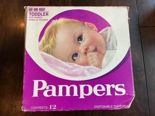 Vintage 1980's Pampers Disposable Diapers Toddler Size 25 lbs 12 Total