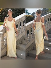 Show Me Your MuMu Bella Pale Yellow Luxe Satin Maxi Dress XXL Wedding Party Prom