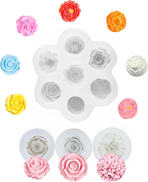 10PCS Silikonformen GießFormen Blumen , Kerzen GießEn Formen Silikonform Blumen,-image
