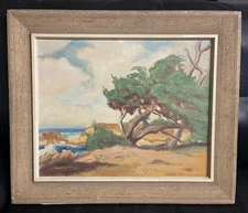 MID CENTURY MODERN 1957 Signed Waitley OIL PAINTING IMPRESSIONIST LANDSCAPE 4724