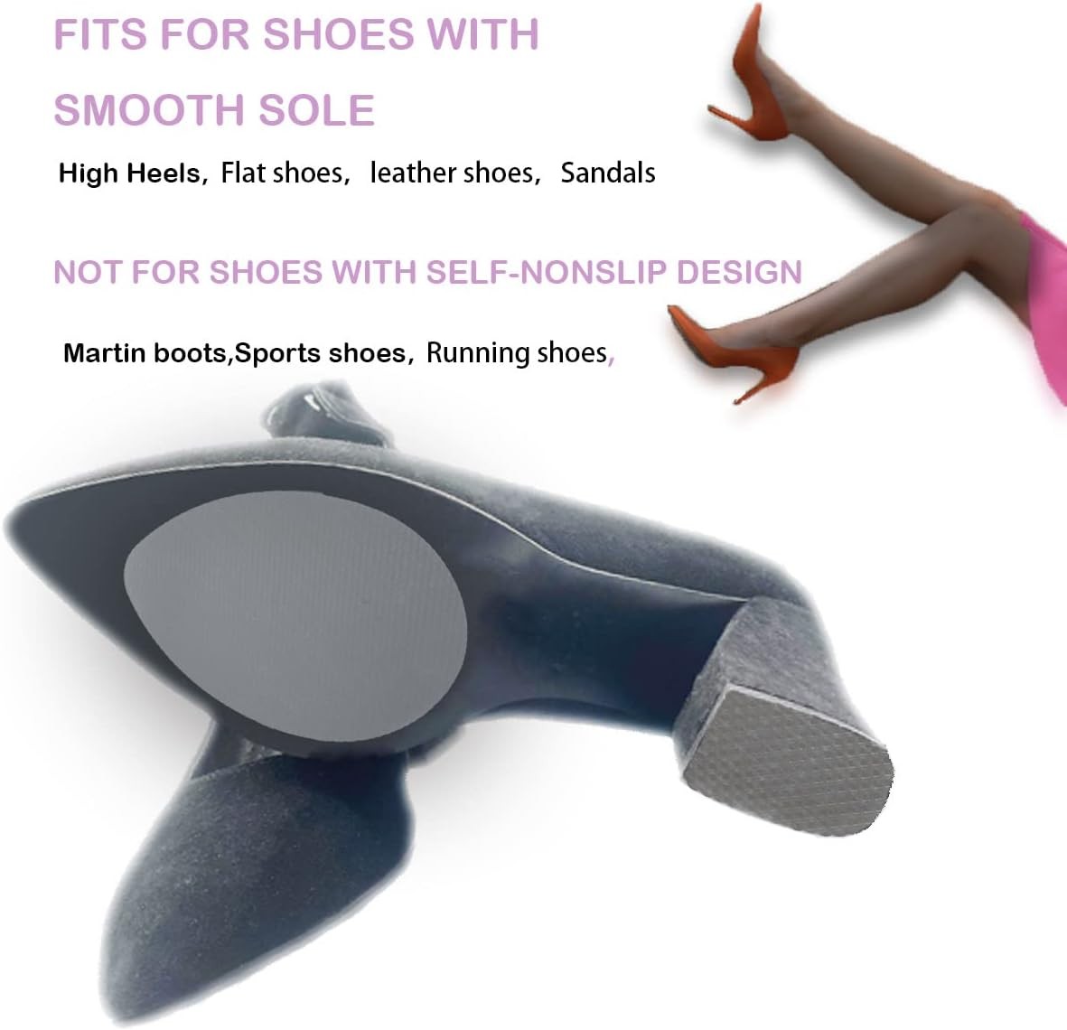 Non-Slip Shoes Pads Sole Protectors Adhesive, High Heels Anti-Slip Shoe Grips (C