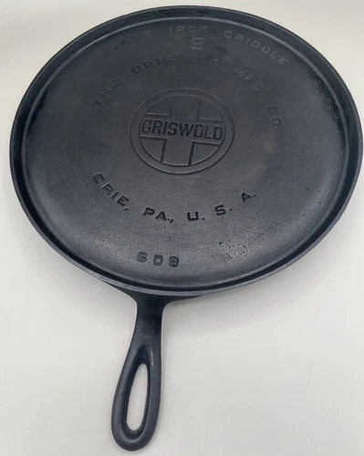 Old Griswold Cast Iron #9 Handle Griddle Large Logo