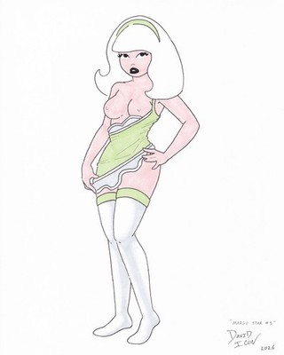 Original Pinup Marker Illustration by David Icon - 8x10 Comic Art Sketch GGA