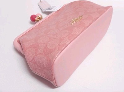 バッグ COACH Signature Accessory Pouch Pink Bag COACH Signature Demi Mini Pouch Shoulder Bag Canvas Leather Pink