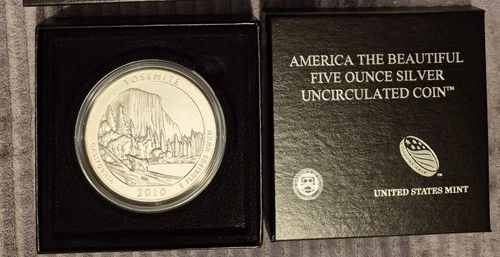 2010-P YOSEMITE Park America The Beautiful 5 OZ Silver Uncirculated Coin  OGP