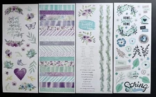 Creative Memories Purple & Green Spring Floral Sticker Sheets. NEW. 