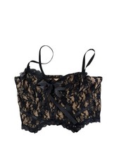   Black lace corset top with bow detail  