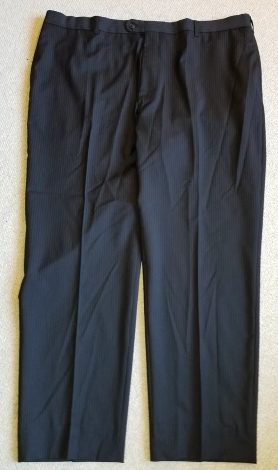 Traje de hombre-JOSEPH ABBOUD-negro a rayas 100 % lana 2 botones-48R/W42 Foto 2 de 4