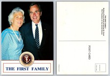 George H.W. Bush & Barbara Bush First Family Postcard Plasticchrome