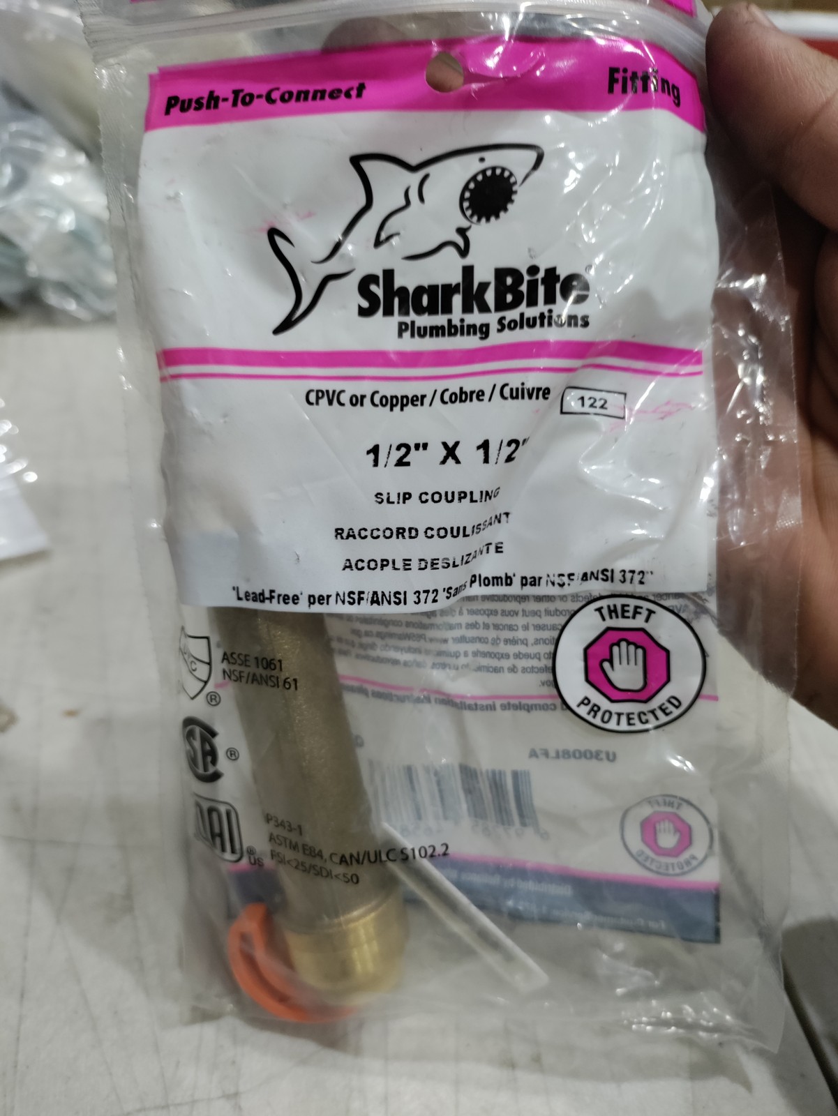 SharkBite U3008LFA / Pink 1/2 in x 1/2 in Slip Coupling