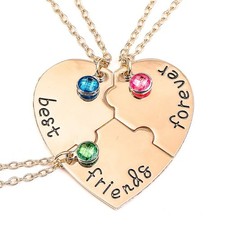 Bff Best Friends Forever 3 Necklace for Women Friendship Gift Heart Puzzle Jewel