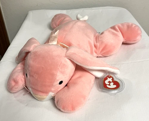 TY Beanie Babies Pillow Pals Carrots - 1996 Soft Pink Bunny Rabbit 13" - Vintage