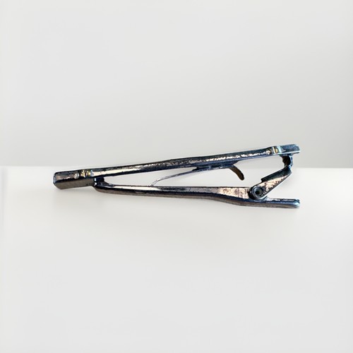 Vintage Silver Tone Gold Black Geometric Tie Clip Dress Shirt Art Deco - Picture 7 of 8
