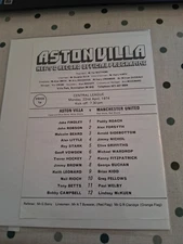 ASTON VILLA V MANCHESTER UNITED 1974 RESERVES