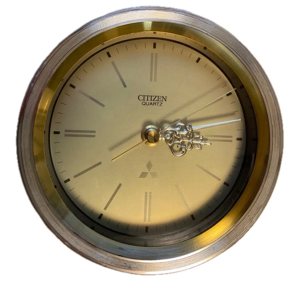 CITIZEN Quartz Table Clock Gold Tone Rhythm Japan 15cm Dial Mitsubishi Gift - Image 2 of 4