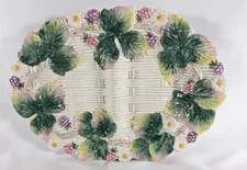 Fitz & Floyd Porcelain Oval Divided Floral Basket Dish 1990 Vintage 8 x 11.5