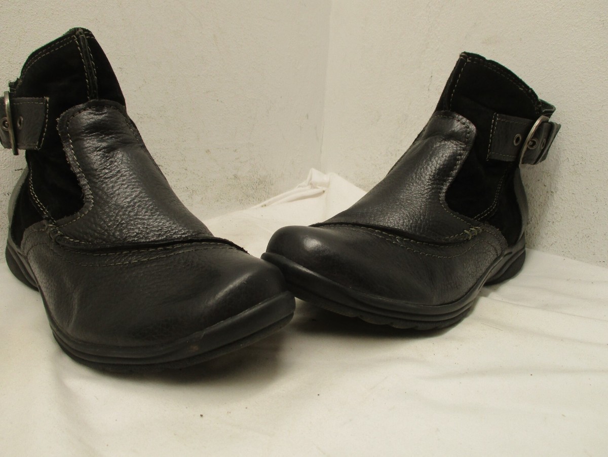 EARTH ORIGINS Dayton Black Leather Zip Ankle Comfort Boots Womens