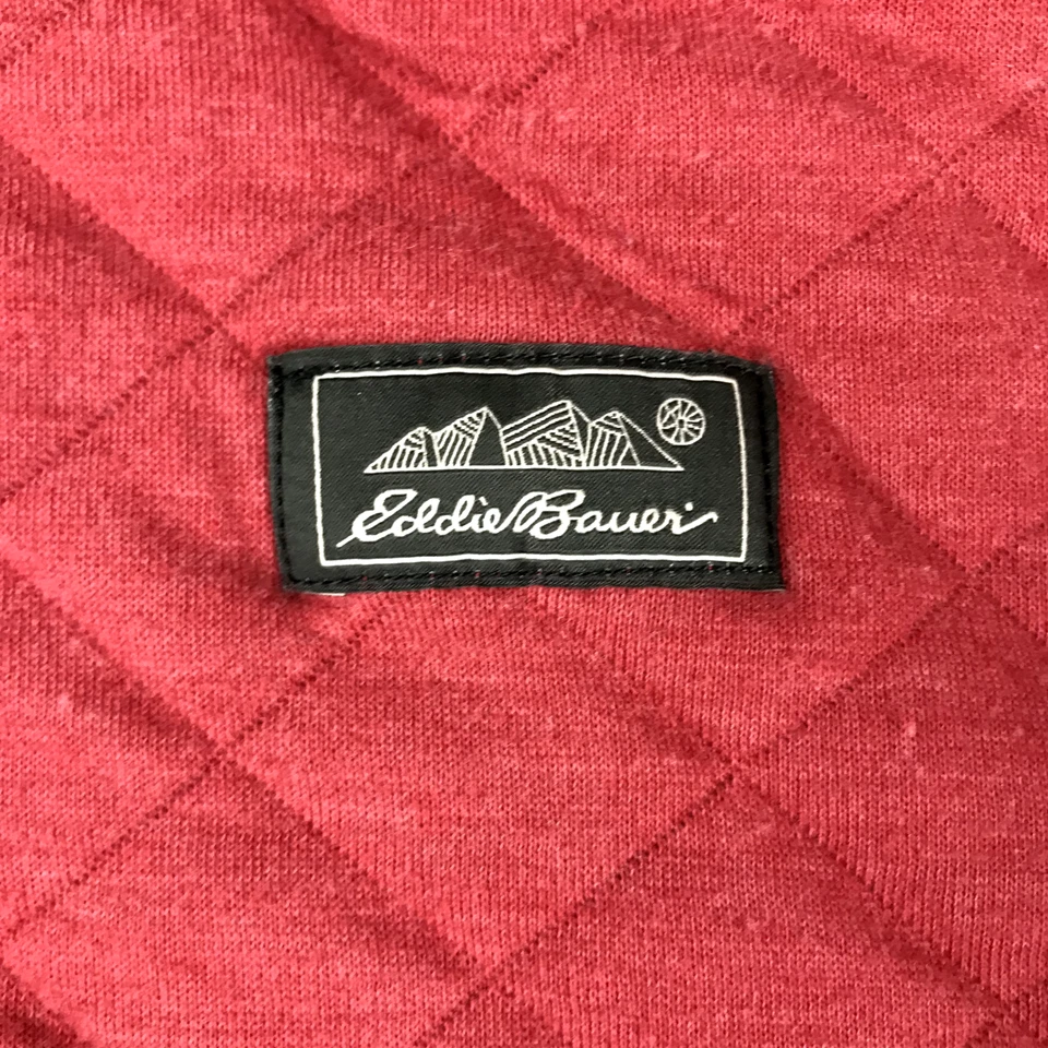 Suéter Eddie Bauer Para Mujer Grande Rojo Botón a Presión Cuello Simulado Pullover Acolchado Foto 3 de 4