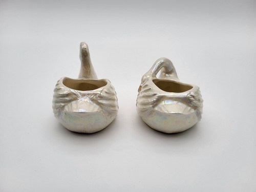 Ceramic Swan Figures Set Of Two By CERAMCO Vintage 1992 Pearlescent - Picture 6 of 18