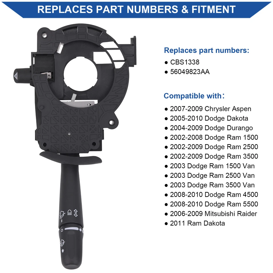 Turn Signal Switch Control for 2002-2010 Dodge Ram 1500-5500 Van Dakota Durango - Изображение 2 из 4