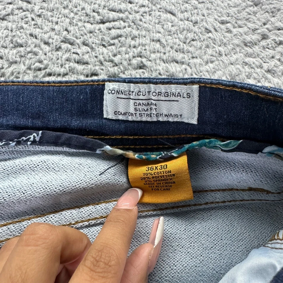 Jeans Tailor Vintage Para Hombre 36x30 Azul Algodón Lavado Oscuro Elastizados Ajustados Rectos Foto 4 de 4