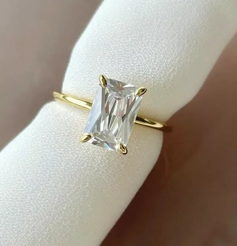Radiant Cut Unique Promise Ring 2 ct Engagement Rectangle Ring