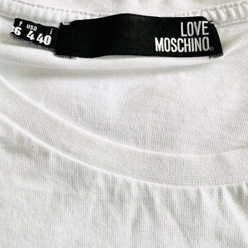 Love Moschino Star Burst Logo Oversized T Shirt White Size US 4 U.K. 8 EU 36 - Picture 2 of 11