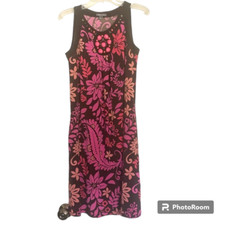 Apt 9 Women's sleeveless floral Hawaiian shift dress pockets and beading size S