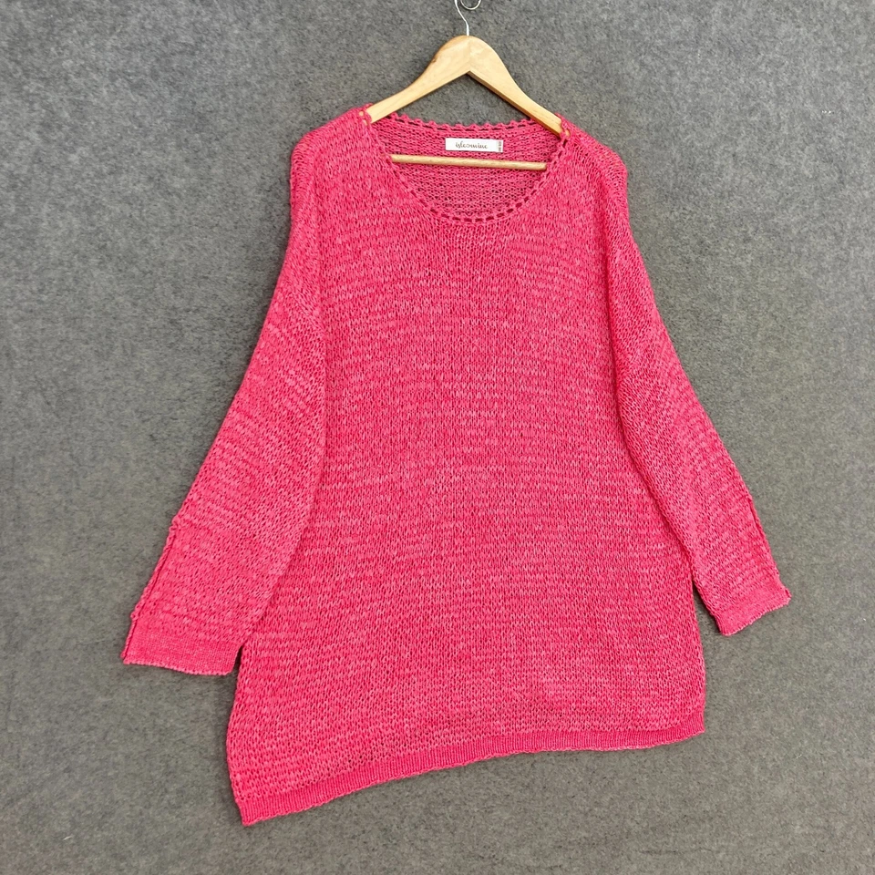 Isle of Mine джемпер женщин один размер розовый вязаный эластичной свитер круглый вырез 8728 - Изображение 2 из 4